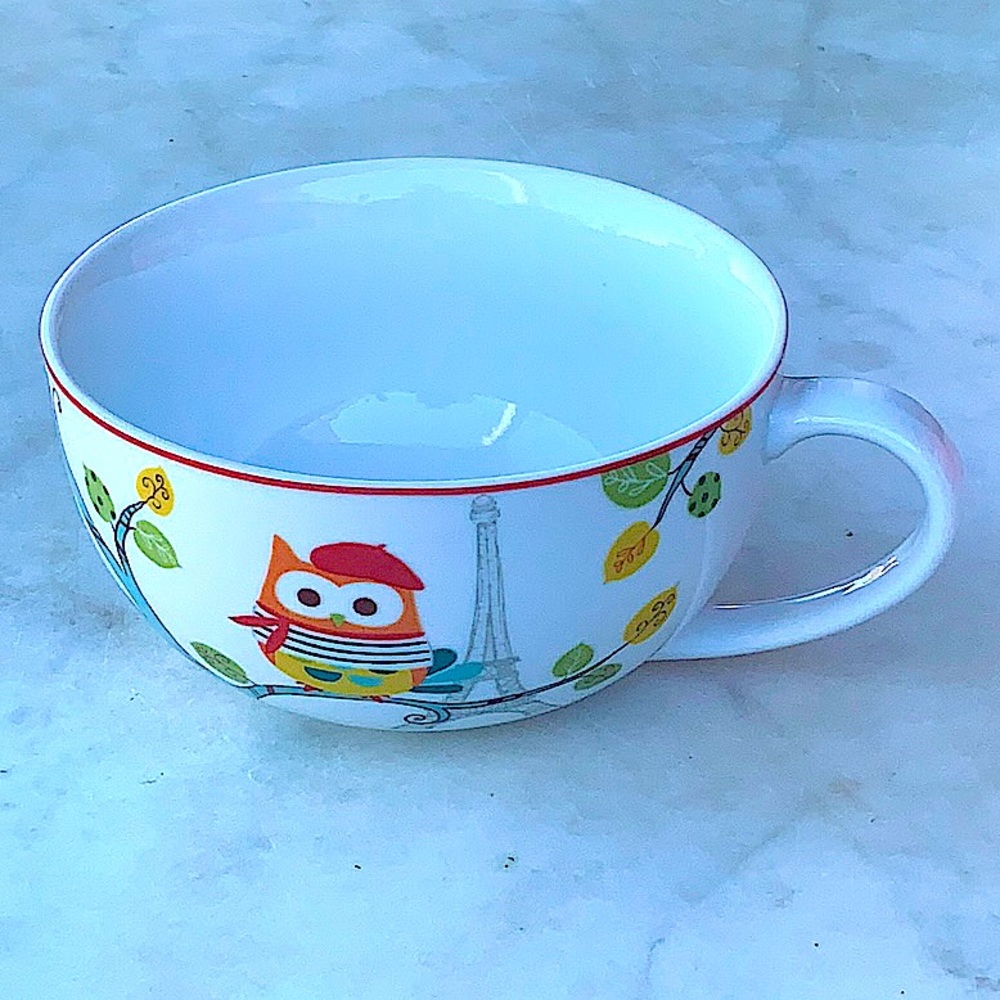 222 FIFTH ENCHANTED WOODS PARIS JUMBO MUG OWLS PORCELAIN
